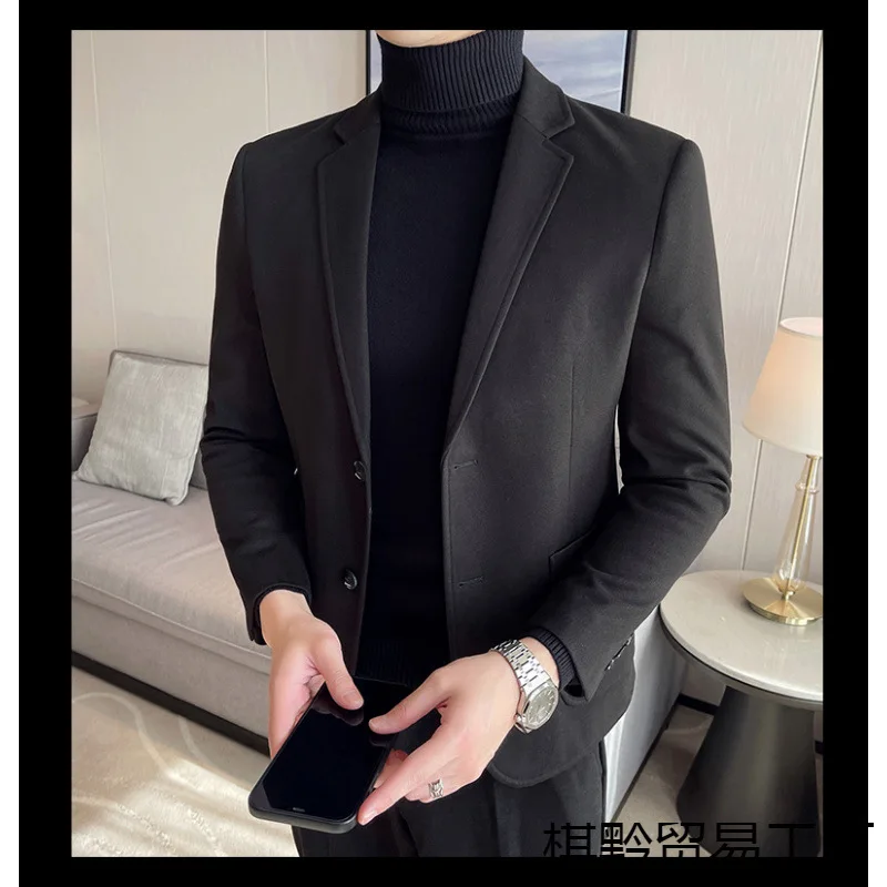 

4-A147 casual small suit men's suit 2024 autumn and winter texture high-end feeling ruffian handsome suit high-end handsome CD