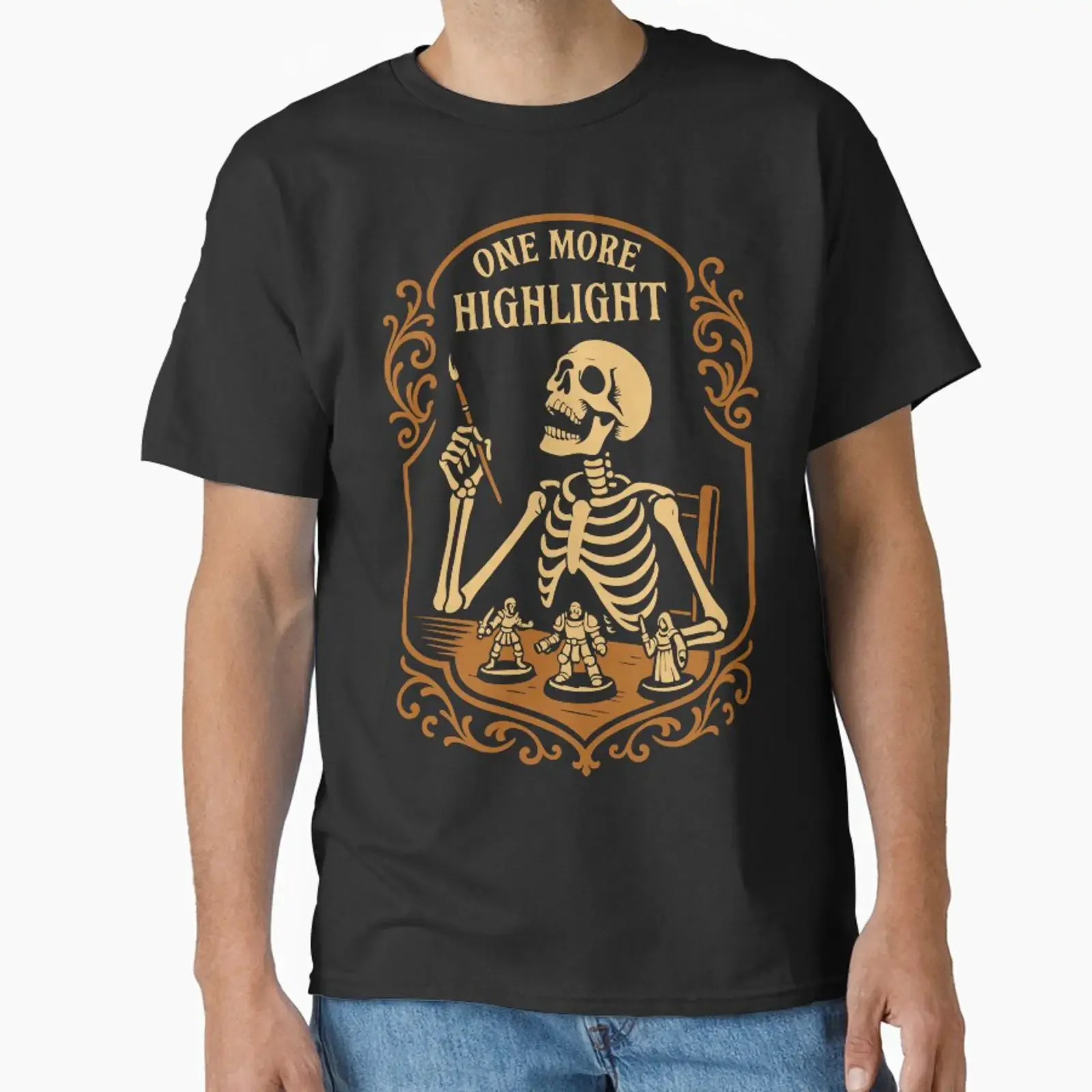 One More Highlight Skeleton Funny Miniature Painting designed and sold by pixeptional vintage Washed Unisex streetwear
