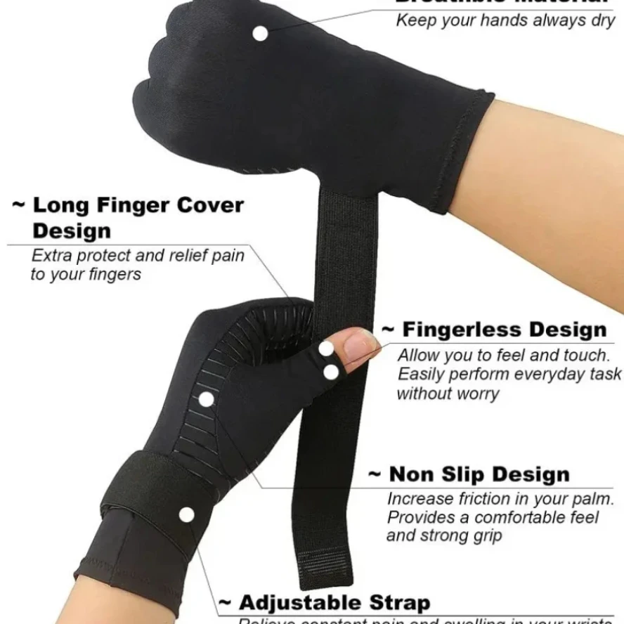 قفازات التهاب المفاصل المعصم اليد الإبهام دعم قفازات هلام السيليكون التهاب المفاصل مصحح الضغط قفازات تدليك لتخفيف الآلام
