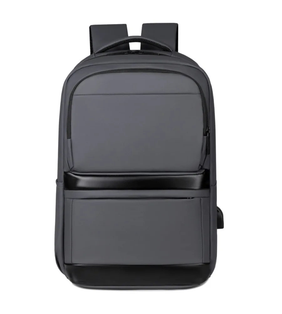 Classic gray and black laptop backpack anti-splash scratch-resistant multi-compartment schoolbag for office workers