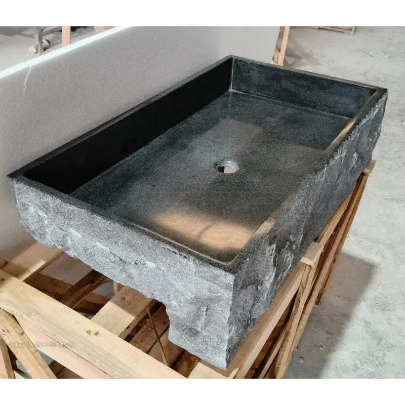 for Sesame Black Granite Marble Rectangular Countertop Sink Easy to Clean Wash Basin