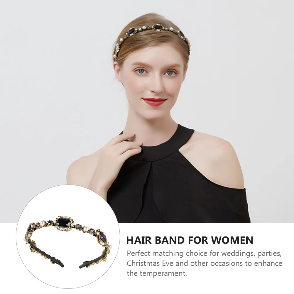 

1pc Rhinestone Pearl Band Women Lightweight Comfortable Elegant Hair Hoop Wedding Party Christmas Hair Accessory Simple Chic