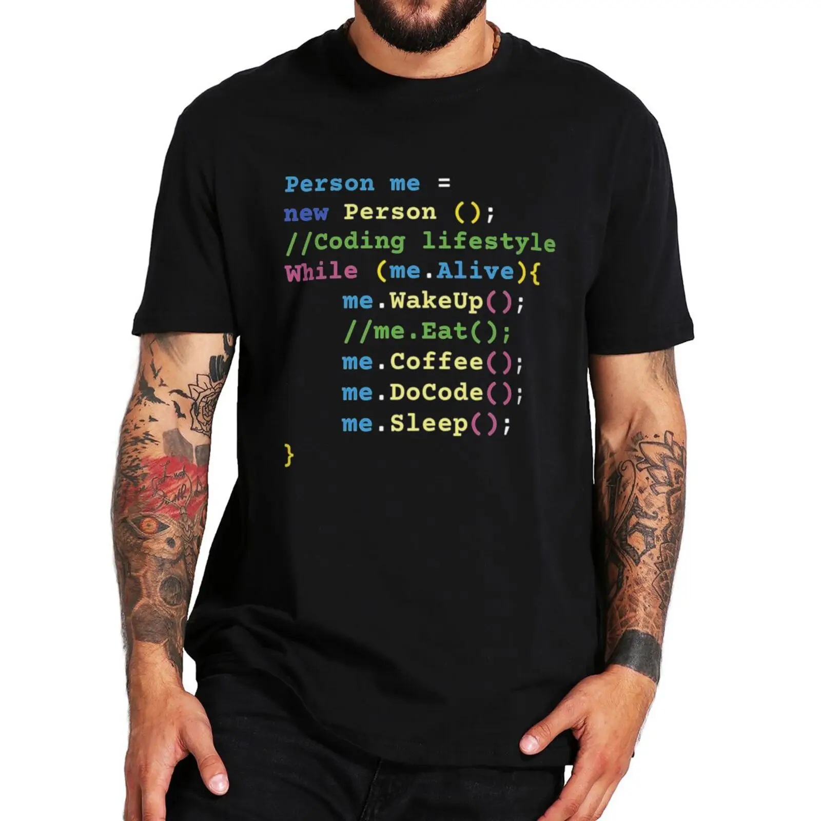 Funny Programmer T Shirt JavaScript Coding Computer Code Geek Gift Short Sleeve 100% Cotton Unisex O-Neck Casual T-shirt EU Size