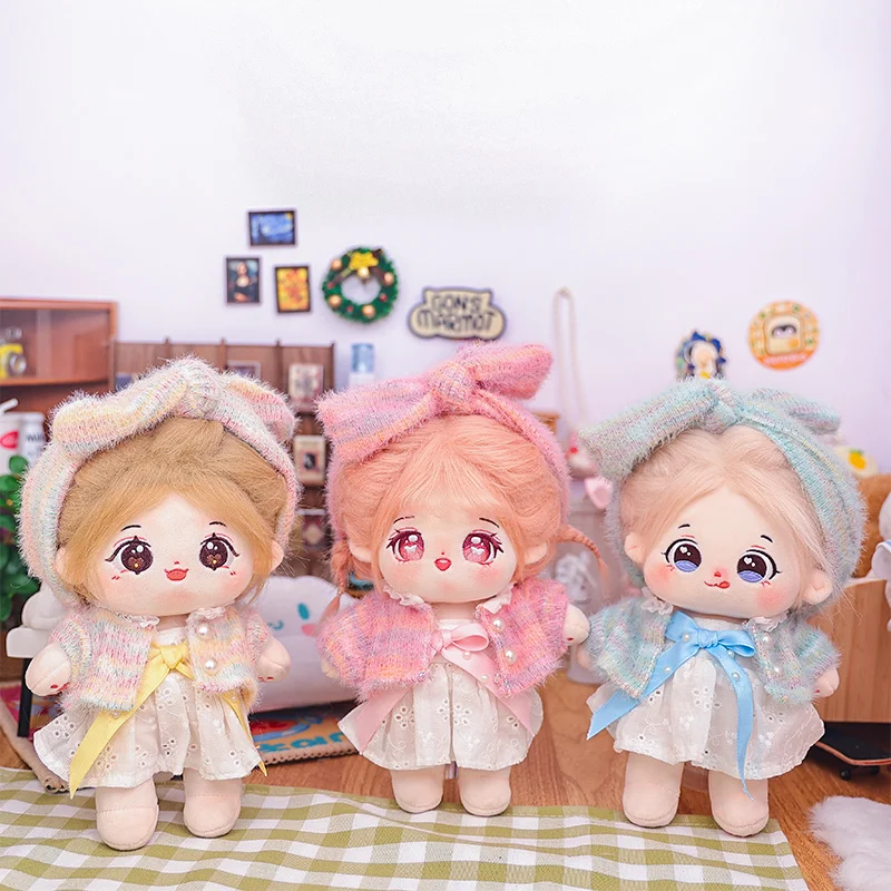 20cm Cotton Doll Soft Stuffed Plush Doll Dress Up Dolls Cute Plush Toy Anime Can Change Sweater Clothes Accessories Kids Gift