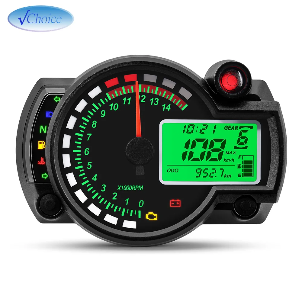 12v Motorcycle Universal Speedometer for Honda Suzuki Yamaha Kawasaki 7 Colors LCD Digital Odometer Gauge Moto Dashboard Meter