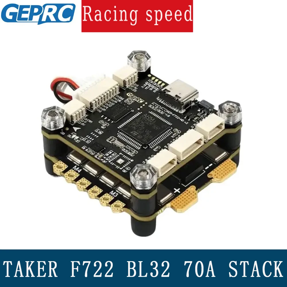

New GEPRC TAKER F722 BL32 Stack 70A Flight Controller Air Unit Connect 3-6S LiPo 9V2.5A 5V3A BEC FPV