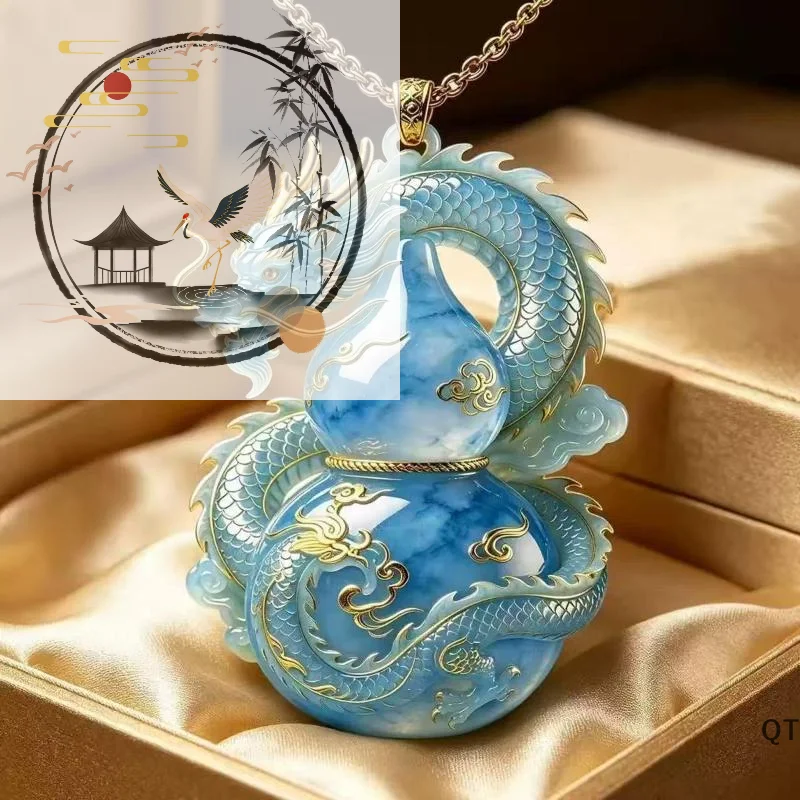 Pendant Necklace With Gold-plated Chain Lucky Gourd Jewelry: Metal Three-dimensional Relief High-end