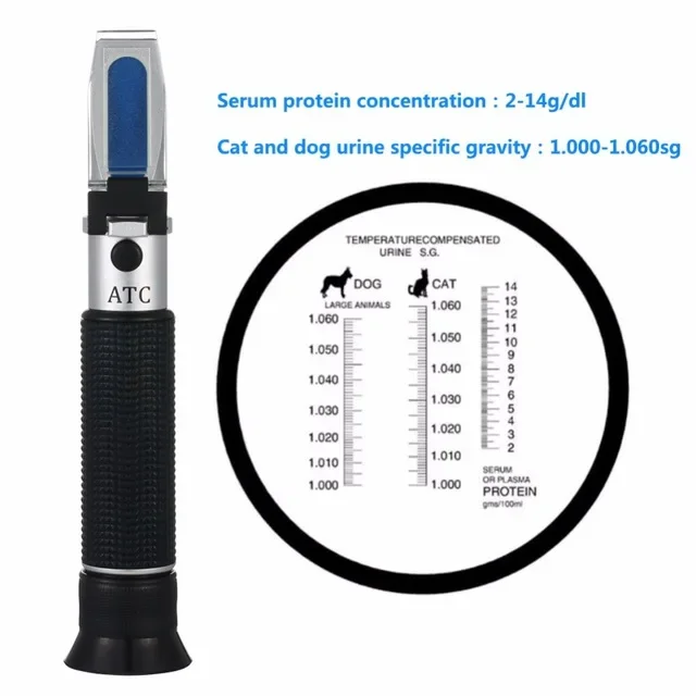 Handheld Pet Clinical Refractometer Dogs and Cats Veterinarians 2-14g/dl Refractometer RDC-300ATC
