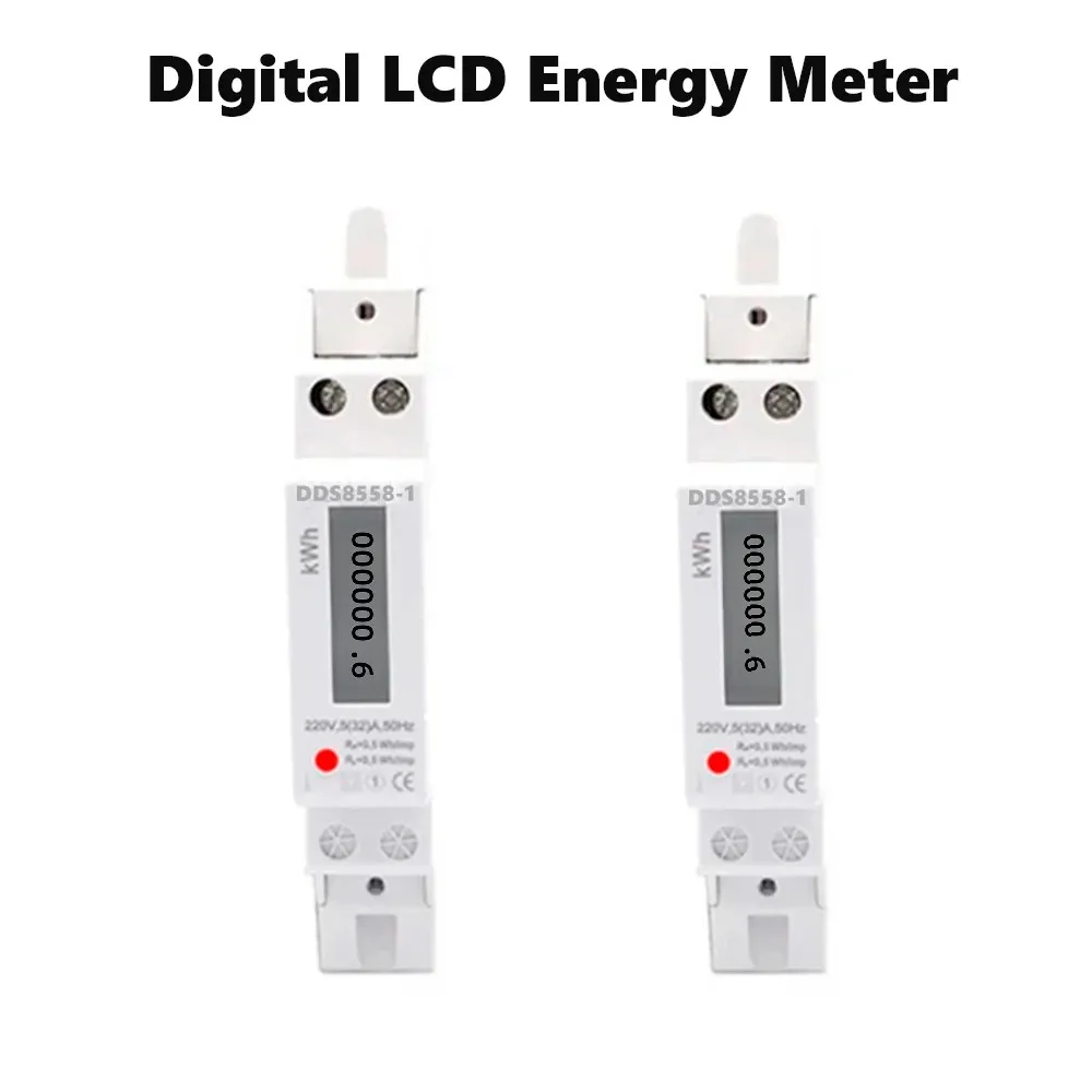 

DIN Rail Mounted Single Phase LCD Digital Display Electric Power Consumption Energy Meter for Home Automation 1P