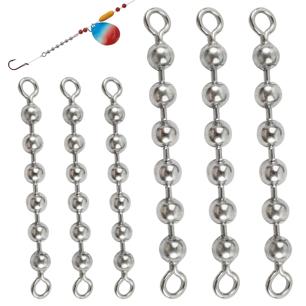 20Pcs Fishing Beads Chain Swivels Catfishing Rig Tackle Stainless Steel Fishing Balls Chain Swivels Lure fishing Accessories