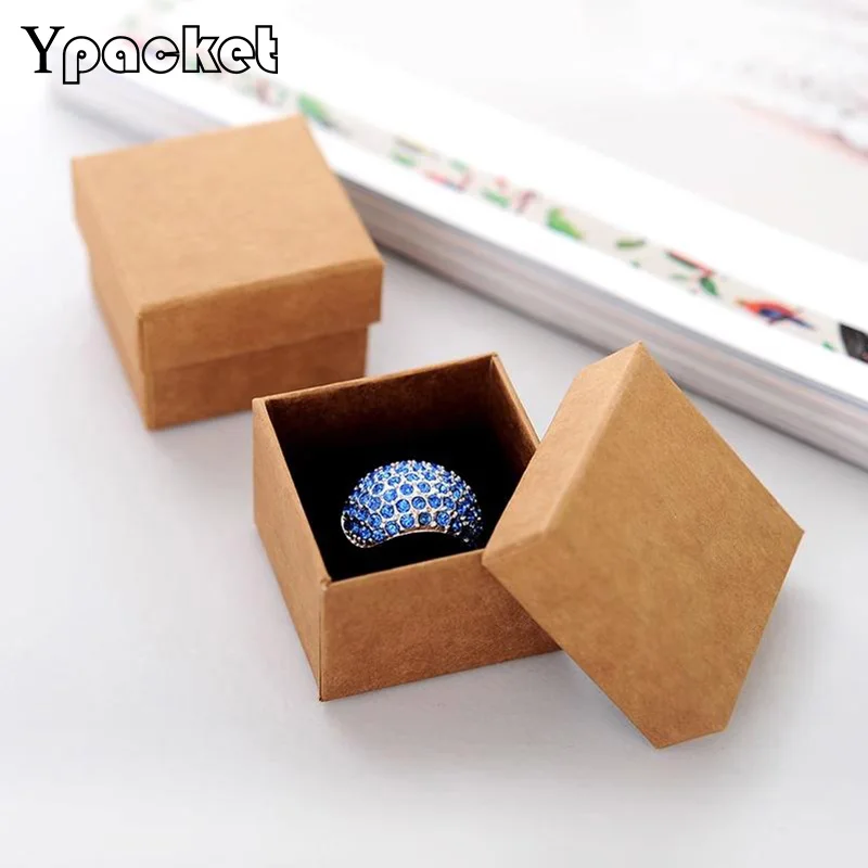 5x5x3.8cm Square Jewelry Organizer Box Engagement Ring For Earrings Black Storage Kraft Box 5Colors Small Gifts Carry Case 50Pcs