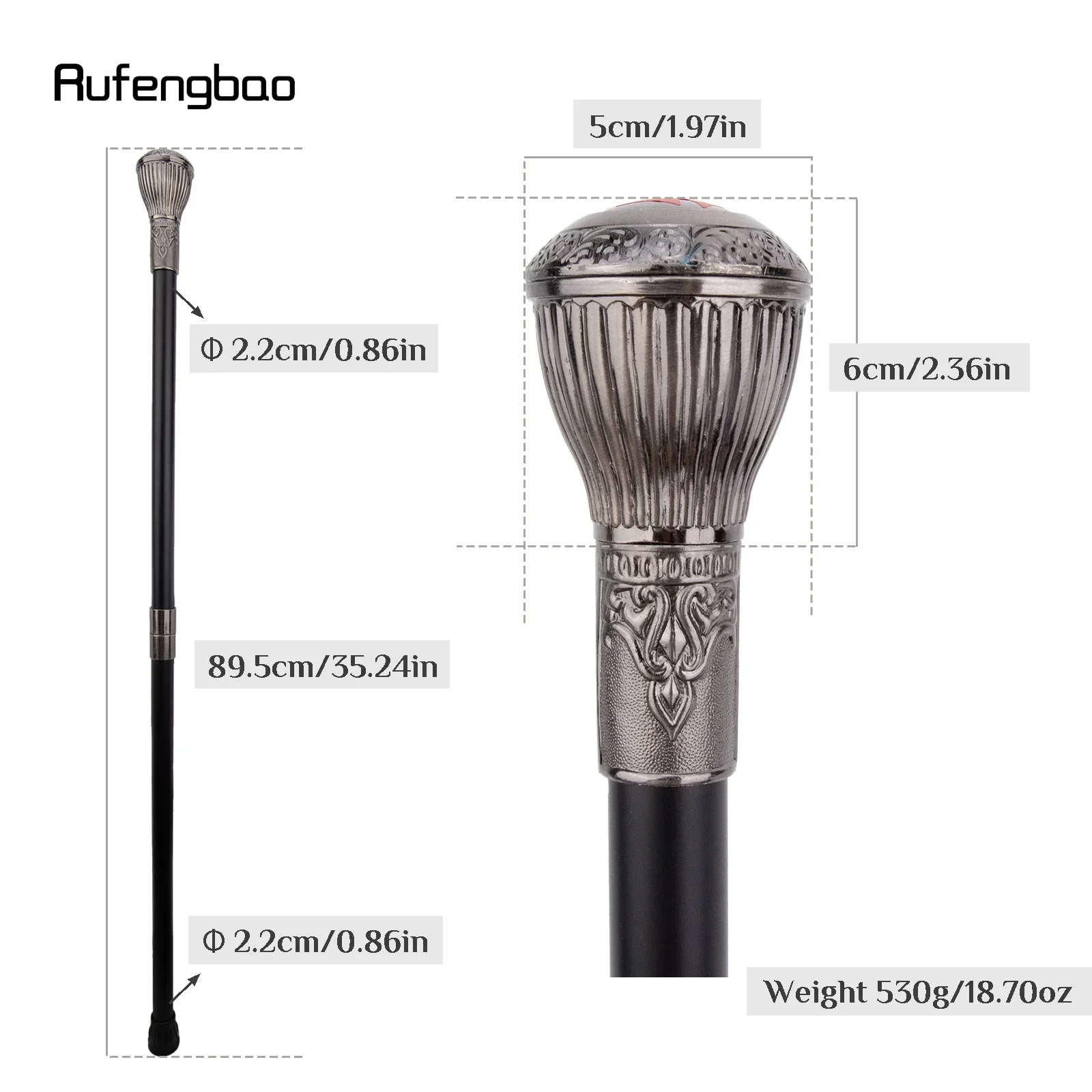 Canna da passeggio con fiore rotondo in resina argentata Bastone decorativo in acciaio alla moda Gentiluomo Elegante pomello per canna cosplay Crosier 90 cm