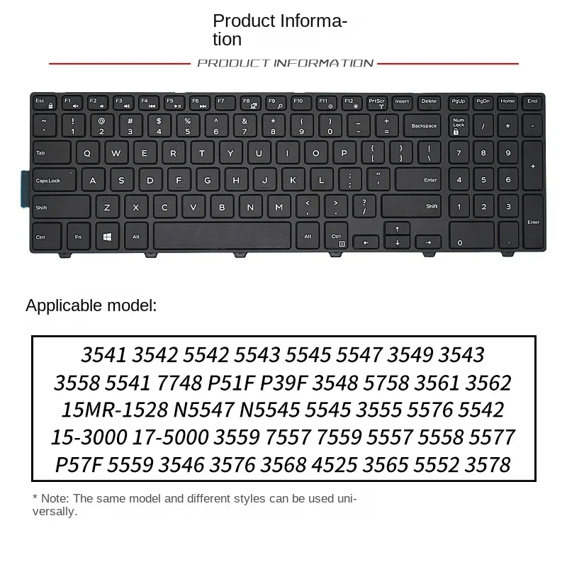 Replace Suit For DELL Inspiron 15-5558 5559 7557 7559 3543 3558 Laptop Keyboard With backlight