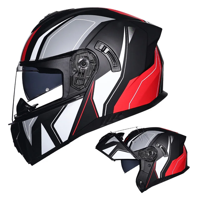 

Retro Full Face Helmet Flip Up Motorcycle Helmet with Dual Visor Modular Double Lens Full Helmet Adult Men Cascos Para Motos DOT