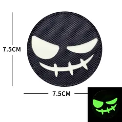 Evil smiley face expression 3D luminous Reflective Tactical Patch Hook Backing Outdoor Backpack Morale Badge Laser Engraving