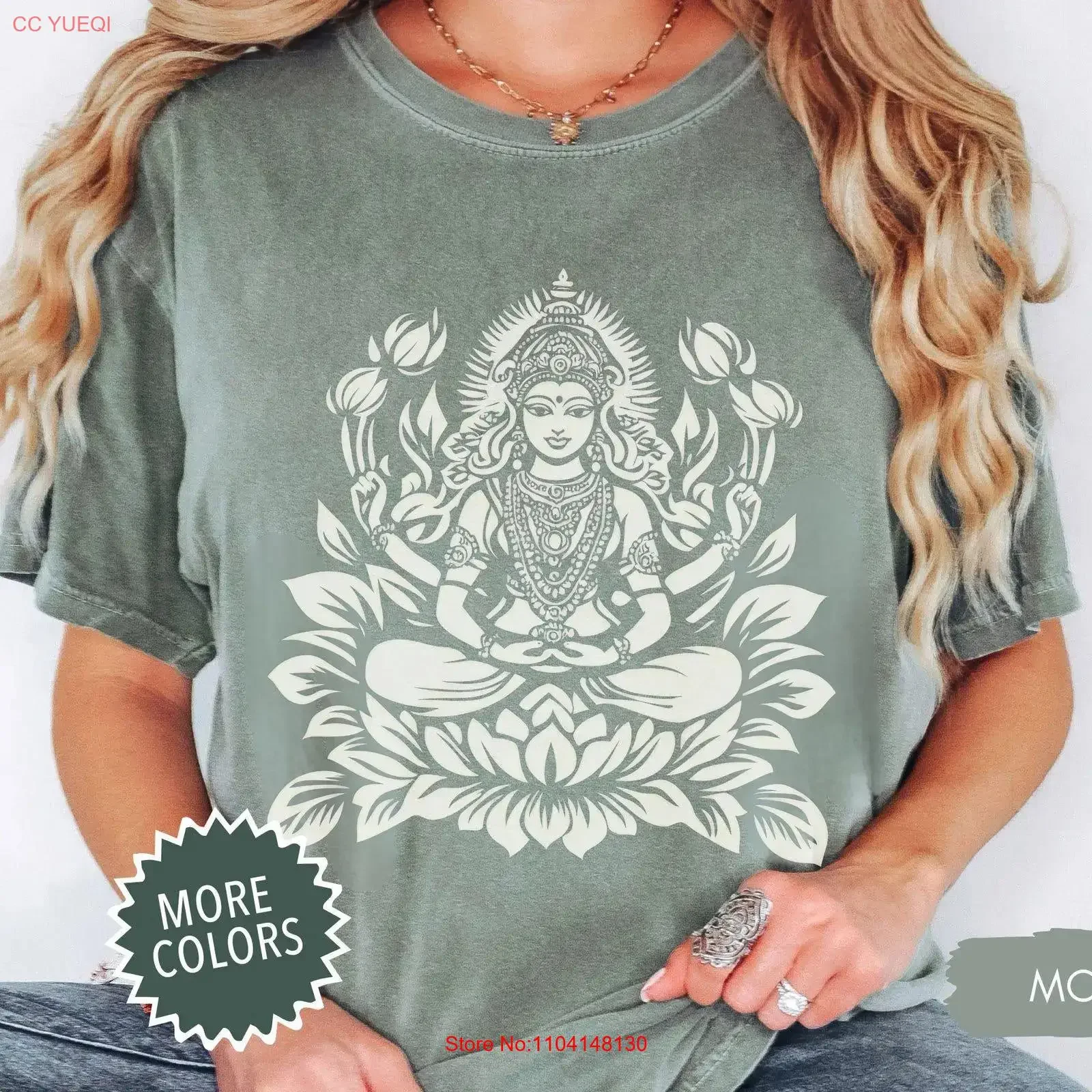 Lakshmi T Shirt Diwali Spiritual Hindu Deity Feminine Divinity Boho Style Yoga Lover Meditative vintage Washed designer clothes