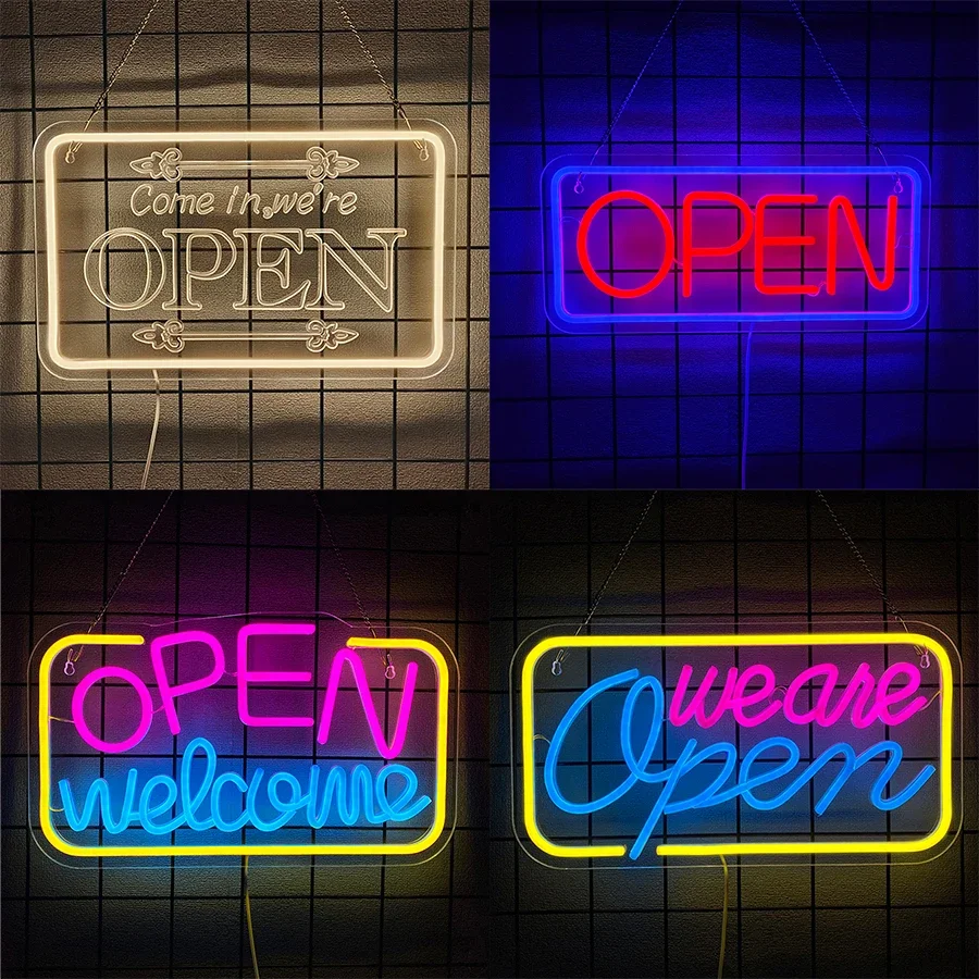 

Световая вывеска «Открыто» для бизнеса, ультраяркая светодиодная неоновая вывеска для витрин, стеклянных дверей, магазинов, баров, салонов