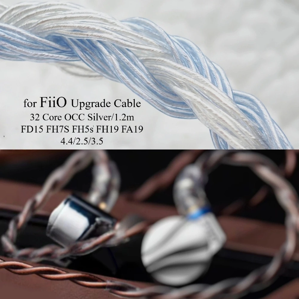 Сменный кабель для FiiO FH3 FH9 FD15, 32-ядерный провод для наушников с графеновым покрытием, 1,2 м, 2,5/3,5/4,4, 32 ядра, не спутывающийся дизайн