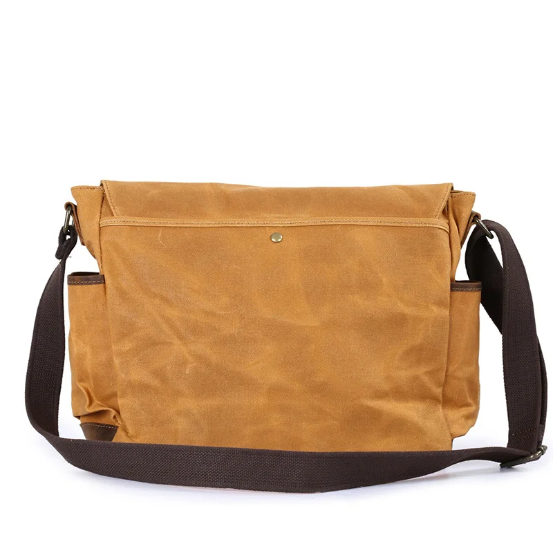 Design popolare retro classic blank vintage style tela cerata borsa a tracolla per laptop da uomo resistente all'acqua