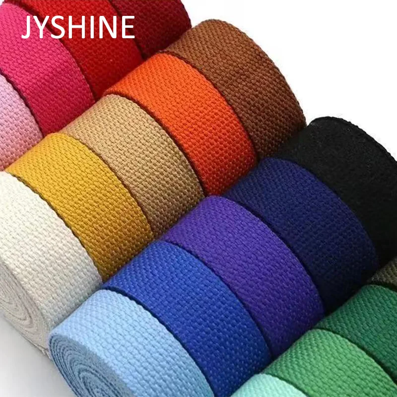 JYSHINE 5 Meters 25mm Solid Color Cotton Webbing Bag Canvas Webbing Knapsack Strapping Sewing Bag Strap Accessories DIY Webbings