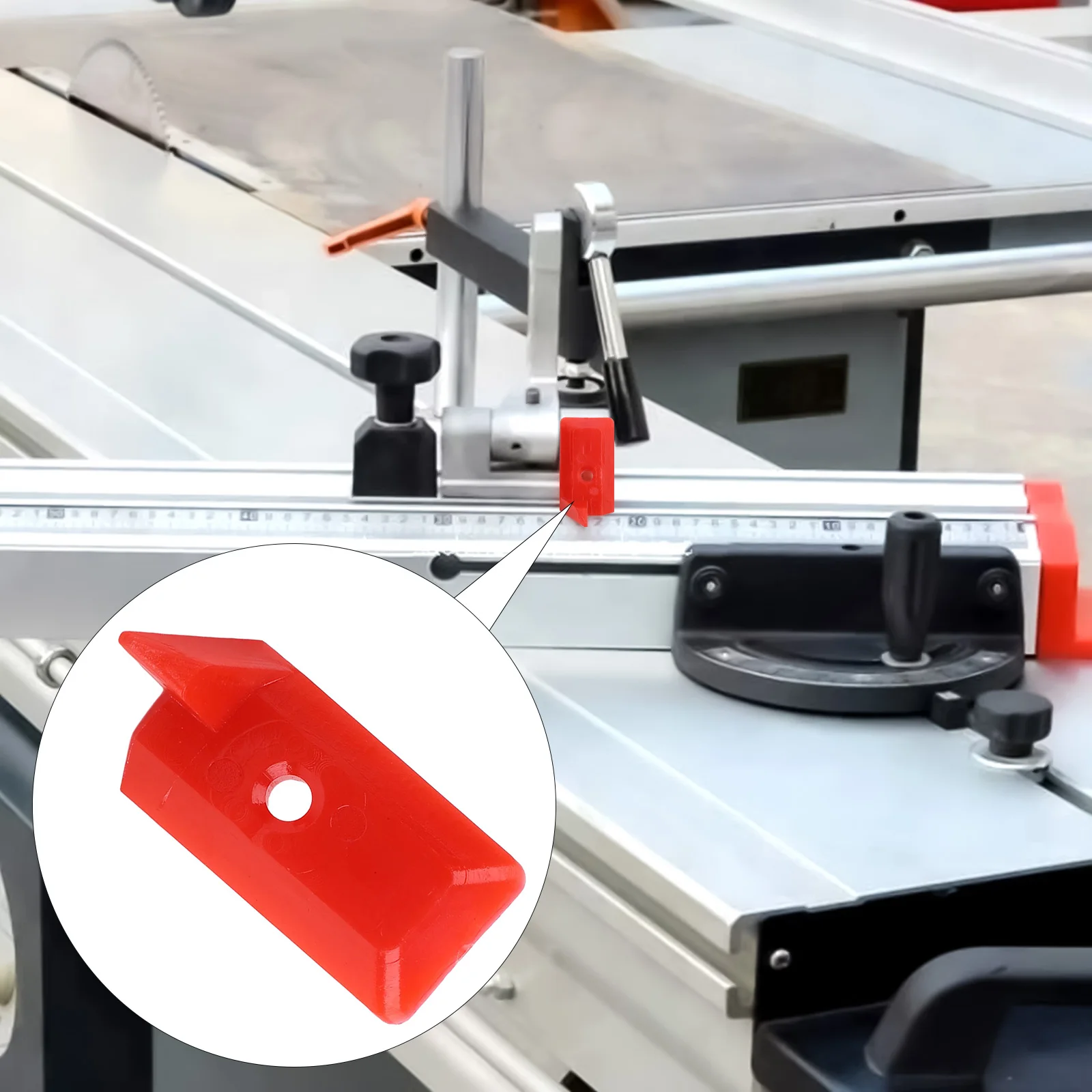 Magnifier Baffle for Sliding Table Saw Scale Readings and Edge Banding Machine Alignment in Professional Woodworking Setups