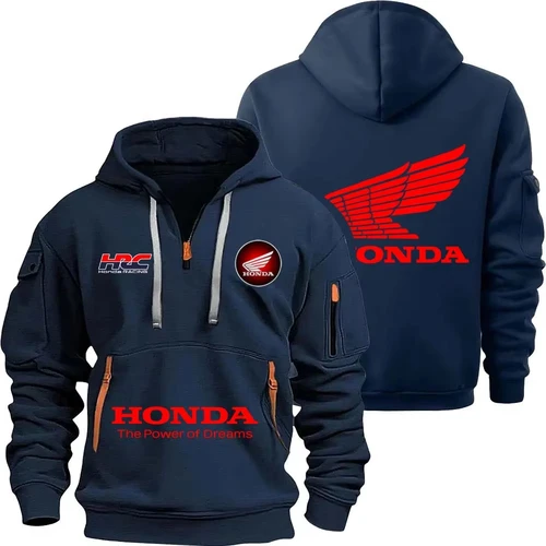 Imagen 2 del producto Honda cremallera Sudadera con capucha entusiastas de los deportes al aire libre 2025 nuevos hombres y mujeres moda media cremallera bolsillo primavera y otoño Sudadera con capucha