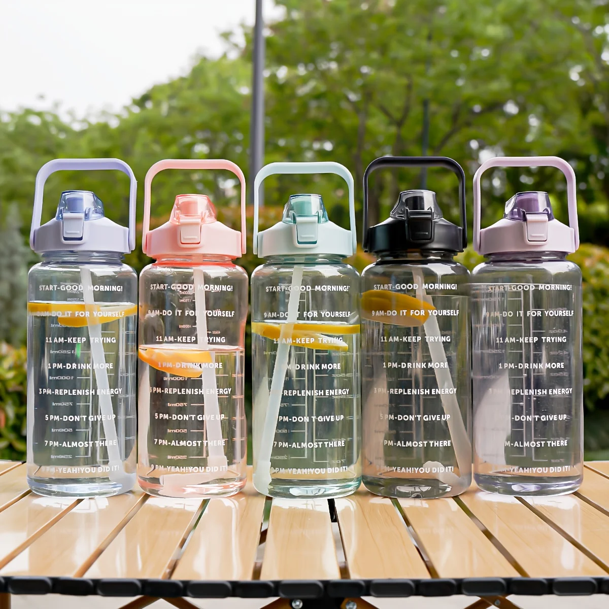 2 Liters Plastic Kettle Large Portable Travel Water Bottle with Straw Sports Fitness Cup High qualityBig Fat Cup Adult Universal