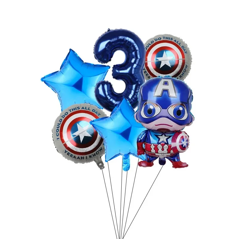 Marvel Children's Party Decoration Spider Man Captain America Iron Man Aluminum Film Balloon Set Avengers Theme