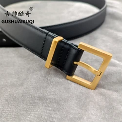 2023 new men's and women's fashion belt cowhide women's belt fashion European and American belt 3.0cm free of postage