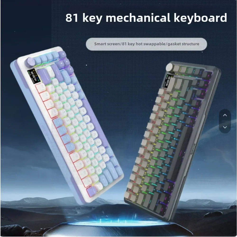 Redragon KS82Ultra Wireless Mechanical Keyboard Bluetooth 3-Mode Hot Swap Gasket /2.4G/Wired Side Carving with Knob Smart Screen