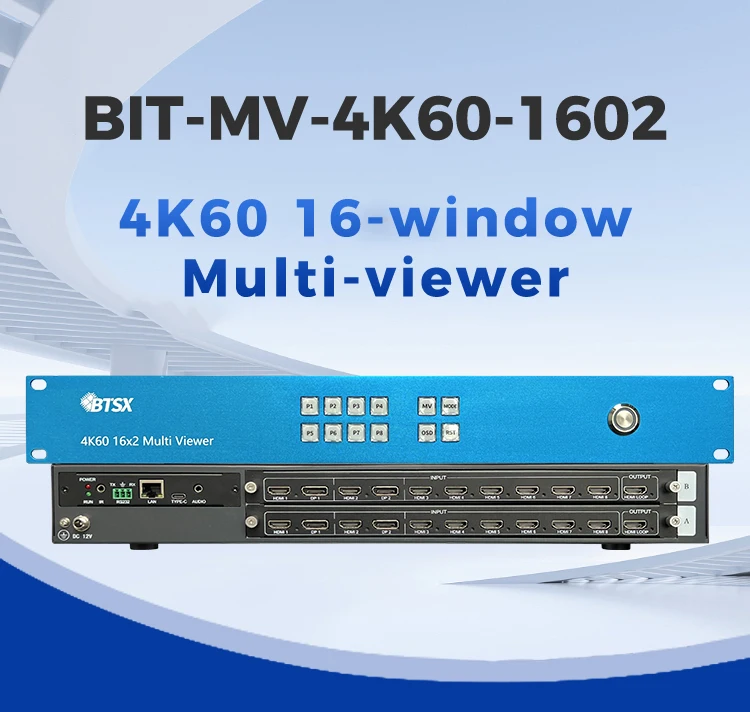 BIT-MV-4K60-1602 Instrument Monitoring 4K Multer, 16 Input 2 Output, Support 1-16 Screen Split, Web/RS232/Remote Control