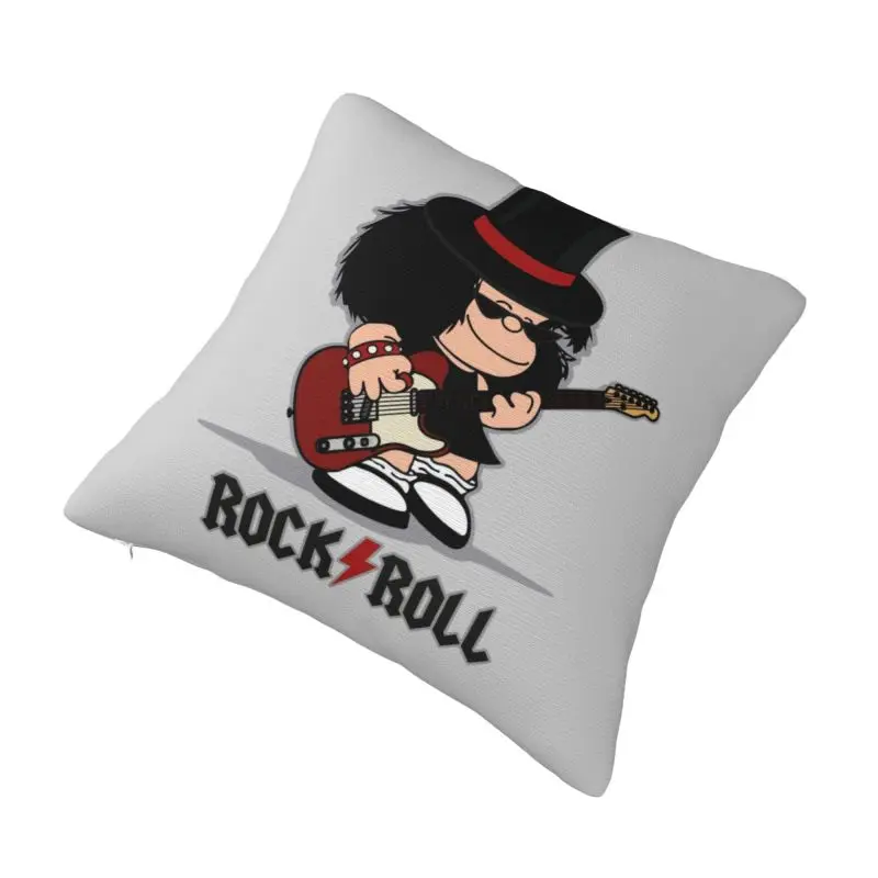 Custom Comic Mafalda Rock Guitar Nordic Pillow Cover Cartoon Quino Manga Car Cushion