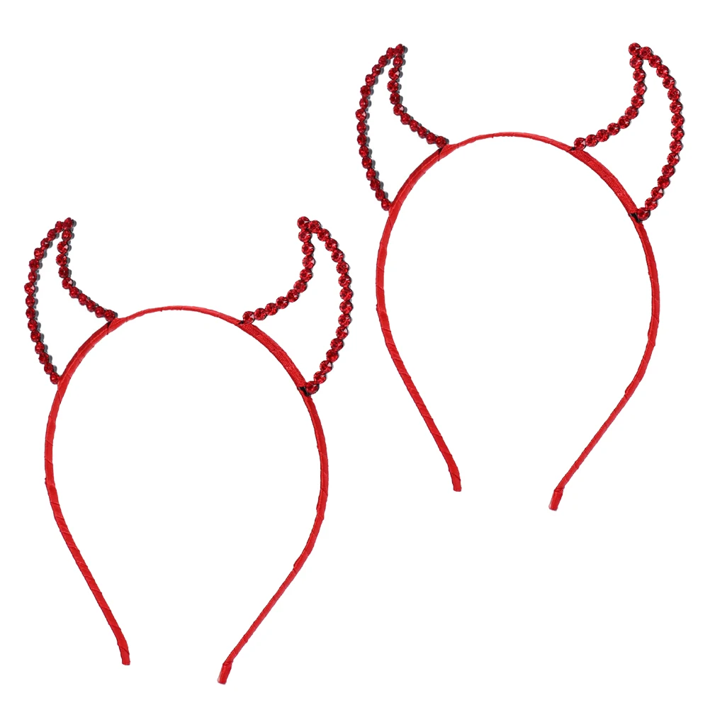

2pcs Rhinestone Halloween Cosplay Party Hair Accessories Costume Headband For Masquerade Stage Birthday (Red )