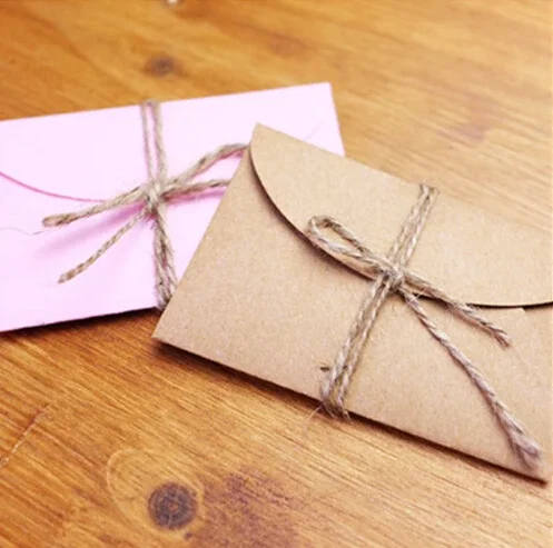 50pcs/lot Handmade Mini Craft Paper Envelope Brown And Pink Paper Bag DIY Multifunction Gift Envelope for Wedding Birthday Party