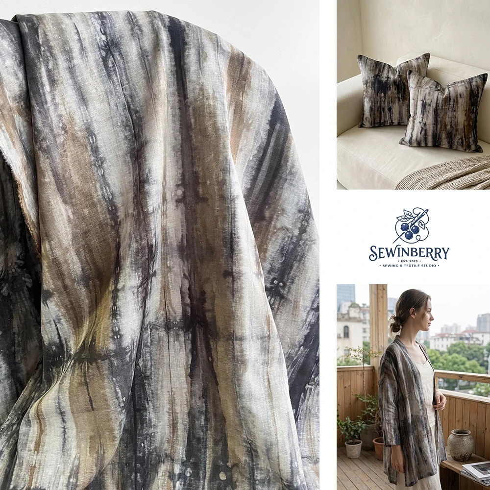 Sewing Batik Fabric - Purple Brown Ethnic Tie Dye Polyester