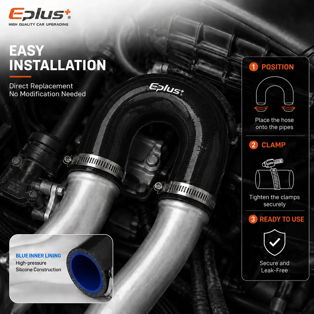 EPLUS Black 180° U-Shaped Silicone Hose 4-Ply Reinforced Universal Air Intake Turbo Intercooler Pipe Coupler - view 6