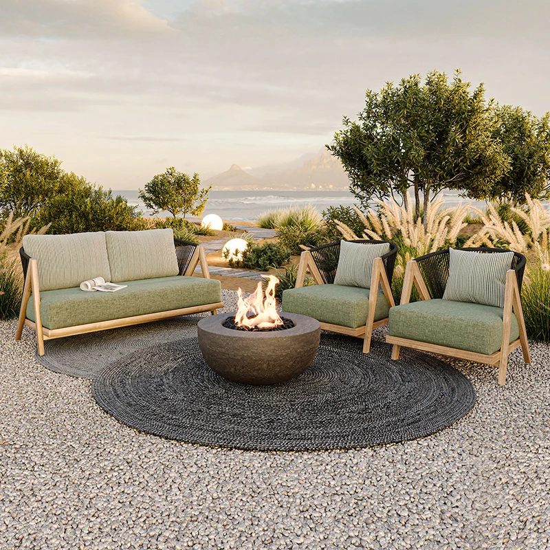 #Villa Outdoor Sofa Courtyard Patio Balcony Hotel All-weather Garden Waterproof And Sunscreen Leisure Rope Weaving Furniture Set