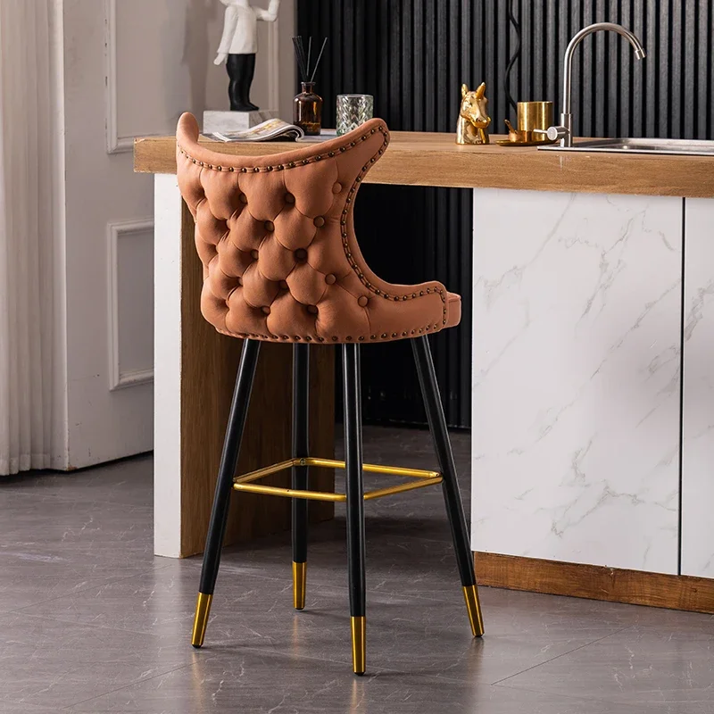 American Light Luxury Bar Chair Home Modern Simple Bar Chair European Style High Back Island High Chair Bar Stool Cadeiras