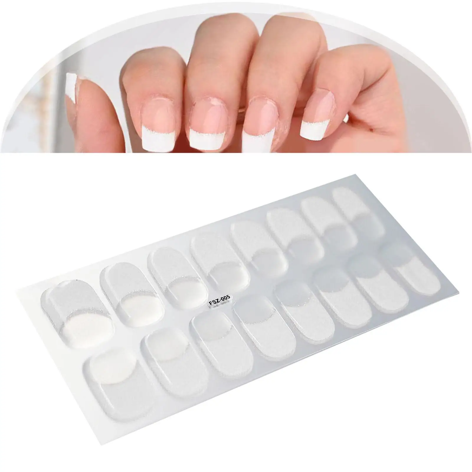 4 x halbgehärtete Gel-Nagelstreifen, volle Nagelfolien, Aufkleber, glänzend, hellere Salon-Nagelgel-Nagellackstreifen