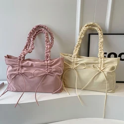 HAEX modne damskie torby z grubej bawełny pomarszczone paski na ramię Bolso Mujer Casual codzienne o dużej pojemności dojazdy Crossbody Bolsas Femininas