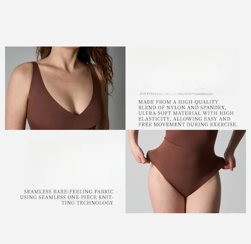 High Strength Seamless V-Neck Bodysuit Crotch Open Back Beauty Design Tummy Control Body Shaper,skin-friendly & Breathable 110 Sda9fd42aa9a546c9affec97578012ad6Z