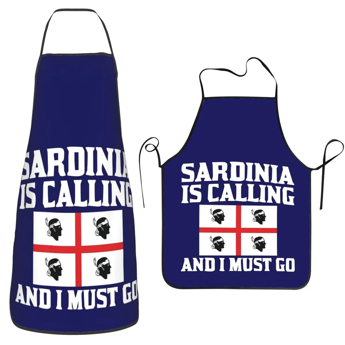 Sardinia Is Calling And I Must Go Italy Sardegna Flag Aprons Chef Cuisine Tablier Bib Kitchen Cleaning Pinafore for Women Men