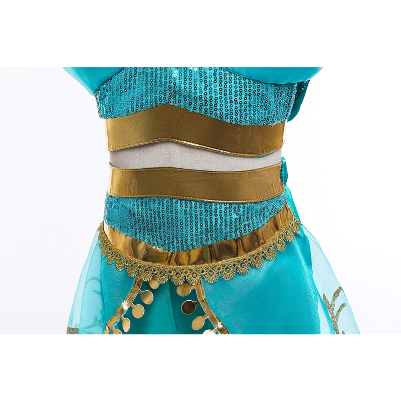 Girls Cosplay Jasmine Costume Aladdin Princess Dress Kids Magic Lamp Fancy Birthday Party Dresses Jasmine Clothes 2-10Yrs