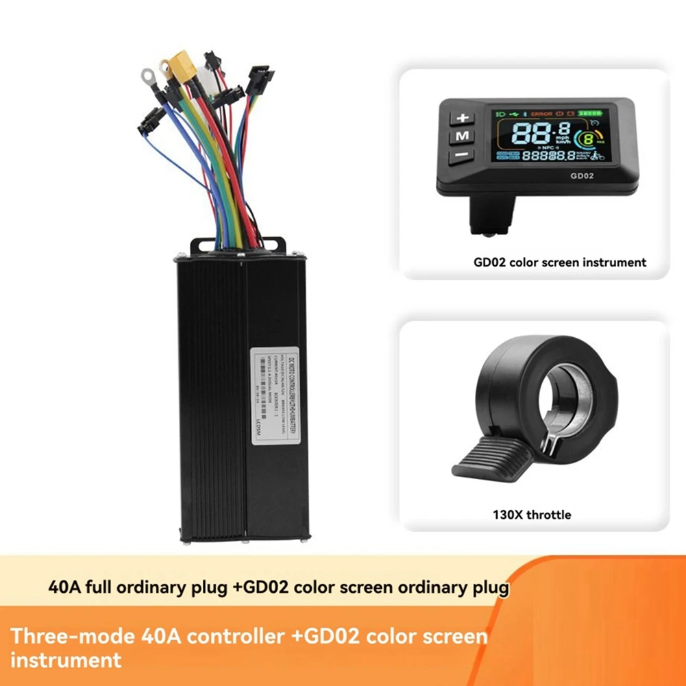 High Quality 36V 48V 52V 40A Brushless Controller GD02 Meter LCD Display+130X Throttle Kit For Electric Scooter E-Bike Repair Ki