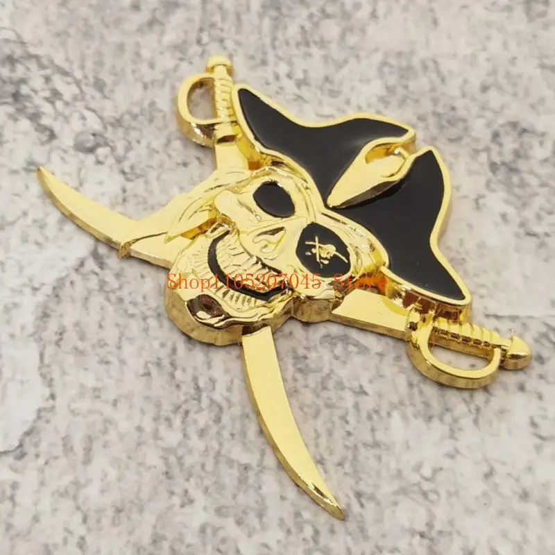 37cd Motorcycle Car Sticker Zinc Alloy Metal Decal Emblem With Pirate Theme Suitable For Vehicle Customization Weatherproof