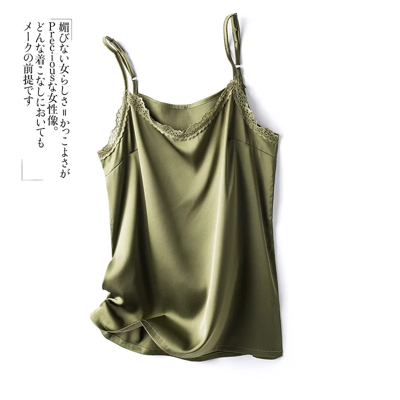 2024 Summer New V-neck Camisole Silk Camis Women's Sexy Lace Bottoming Shirt Sleeveless Top Silk Camisole Women Satin Camisole