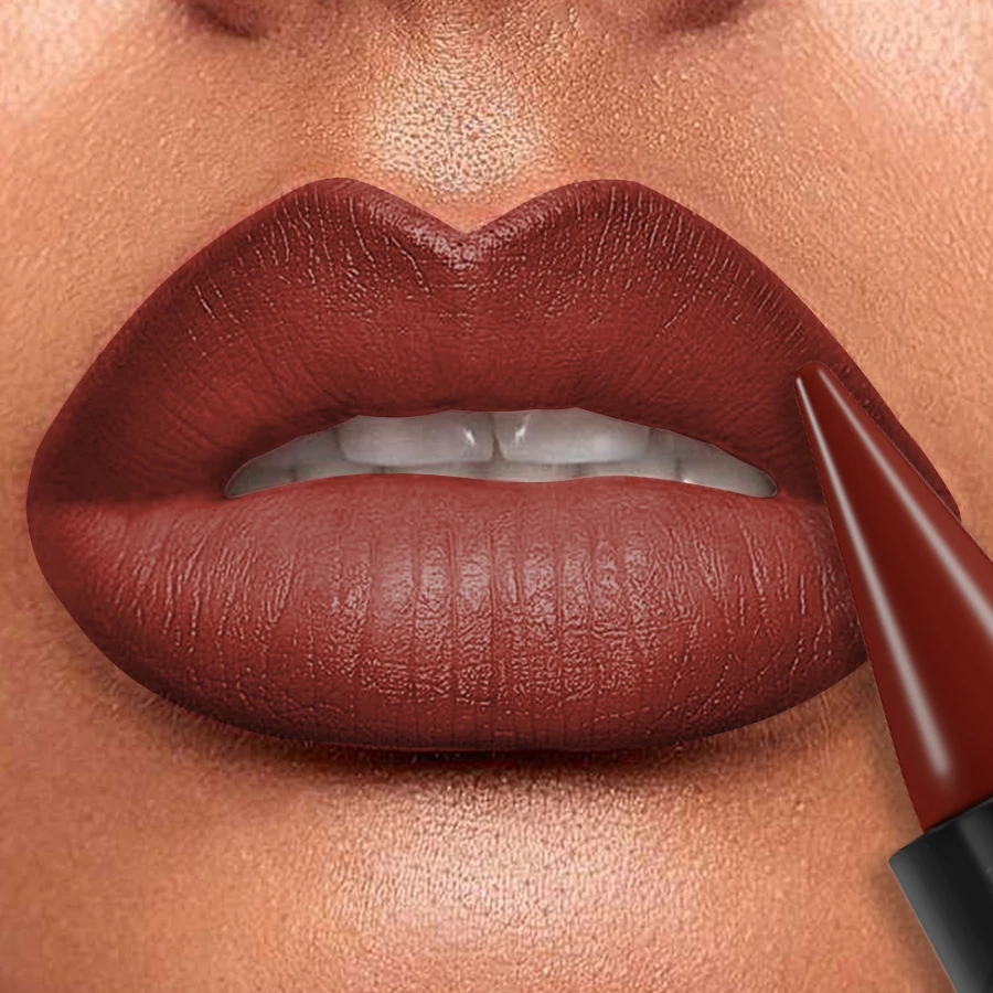 1pc ヌードブラウンリップライナーペン口紅マットスムーズな防水リップライナーペンシル長期的なノンスティックカップリップティントメイクアップ化粧品