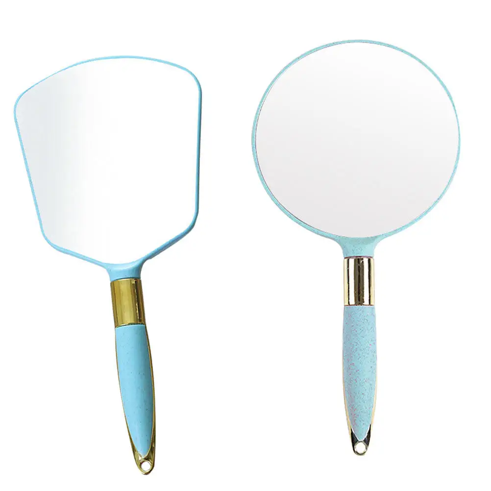 2pcs Handheld Makeup Mirror – Ergonomic Compact HD Reflective Surface, Portable Vintage Style