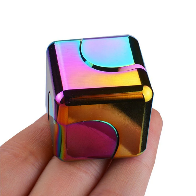 Dados mágicos quadrados metal girar cubo fidget spinner presentes para adultos e crianças tdah ansiedade aliviar legal edc gadgets melhores presentes