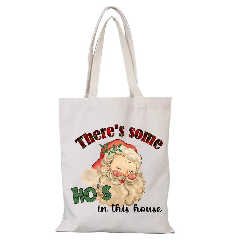 New Year Gift Man Tote Bag Woman Merry Christmas Women's Shoulder Bag Handbags Sac De Courses Cloth Bags Eco Shopper Canvas Lady